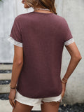 Contrast Round Neck Short Sleeve Tee • More Colors
