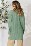 Basic Bae Ribbed Open Front Cardigan with Pockets • More Colors
