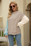 Color Block Round Neck Dropped Shoulder Sweater • More Colors