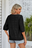 Ribbed Trim Round Neck Knit Top • More Colors