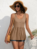 Decorative Button Scoop Neck Tank • More Colors