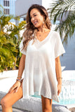 Slit V-Neck Short Sleeve Cover Up • More Colors