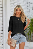 Ribbed Trim Round Neck Knit Top • More Colors
