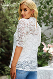 Lace Scalloped Short Puff Sleeve Top • More Colors
