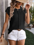 Rolled Cap Sleeve Round Neck Sweater • More Colors