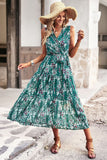 Floral Belted Surplice Sleeveless Tiered Dress • More Colors