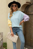 Color Block Round Neck Dropped Shoulder Sweater • More Colors