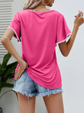 Pom-Pom Trim Flutter Sleeve Round Neck Tee • More Colors