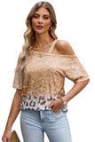 Leopard Asymmetrical Neck Cold-Shoulder Top • More Colors