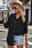 Waffle-Knit Collared Neck Dropped Shoulder Shirt • More Colors