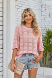 Ribbed Trim Round Neck Knit Top • More Colors