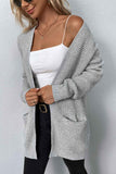 Rib-Knit Open Front Pocketed Cardigan • More Colors