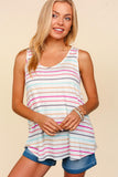 Round Neck Striped Knit Tank