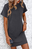 Ribbed Striped Short Sleeve Tee Dress • More Colors