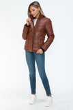 Pocketed Zip Up Faux Leather Jacket