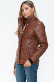 Pocketed Zip Up Faux Leather Jacket