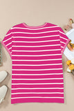 Striped Round Neck Cap Sleeve Knit Top • More Colors