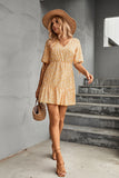 Ditsy Floral V-Neck Half Sleeve Dress