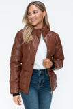 Pocketed Zip Up Faux Leather Jacket