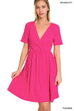 BRUSHED BUTTERY SOFT FABRIC SURPLICE DRESS