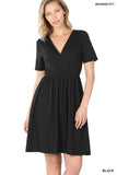 BRUSHED BUTTERY SOFT FABRIC SURPLICE DRESS
