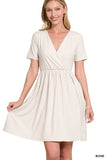 BRUSHED BUTTERY SOFT FABRIC SURPLICE DRESS