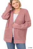 PLUS Low Gauge Waffle Open Cardigan Sweater • More Colors