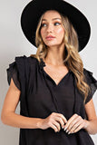 TIERED RUFFLE SLEEVE SHORT SLEEVE BLOUSE • More Colors
