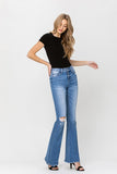 FLYING MONKEY HIGH RISE FLARE W HEM DETAIL