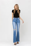 FLYING MONKEY HIGH RISE FLARE W HEM DETAIL