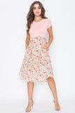 Cap Sleeve Contrast Floral Midi Dress With Pockets • More Colors