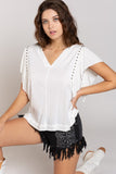 POL Studded Flutter Sleeve T-shirt • More Colors