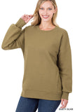 LONG SLEEVE ROUND NECK SWEATSHIRT SIDE POCKETS • MORE COLORS