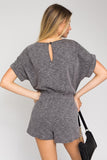 SHORT ROLL-UP SLEEVE ELASTIC WAIST ROMPER • More Colors