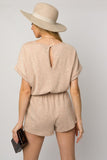 SHORT ROLL-UP SLEEVE ELASTIC WAIST ROMPER • More Colors