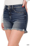 FRAYED HEM DENIM SHORTS