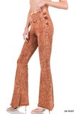 ACID WASH HIGH WAIST RAW EDGE HEM PANTS • MORE COLORS