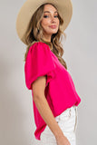 V-NECK PUFF SLEEVE BLOUSE TOP • More Colors