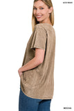 WASHED SHORT SLEEVE V-NECK TOP • MORE COLORS