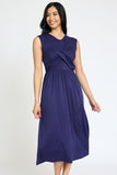 Sleeveless Cross-Over Bodice Midi Dress • More Colors