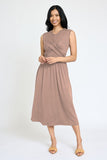 Sleeveless Cross-Over Bodice Midi Dress • More Colors