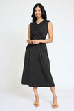 Sleeveless Cross-Over Bodice Midi Dress • More Colors