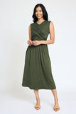 Sleeveless Cross-Over Bodice Midi Dress • More Colors