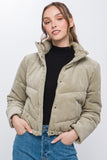 Corduroy Puffer Jacket with Toggle Detail • More Colors