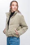 Corduroy Puffer Jacket with Toggle Detail • More Colors
