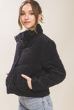 Corduroy Puffer Jacket with Toggle Detail • More Colors