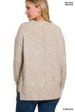 MELANGE HI-LOW HEM ROUND NECK SWEATER • MORE COLORS