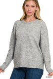 MELANGE HI-LOW HEM ROUND NECK SWEATER • MORE COLORS