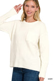 MELANGE HI-LOW HEM ROUND NECK SWEATER • MORE COLORS