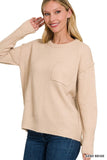 MELANGE HI-LOW HEM ROUND NECK SWEATER • MORE COLORS